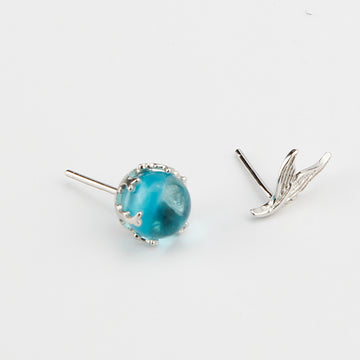 Kaze Asymmetrical Mermaid Fishtail Sterling Silver Earrings | Artisan 925 Silver Drop Earrings