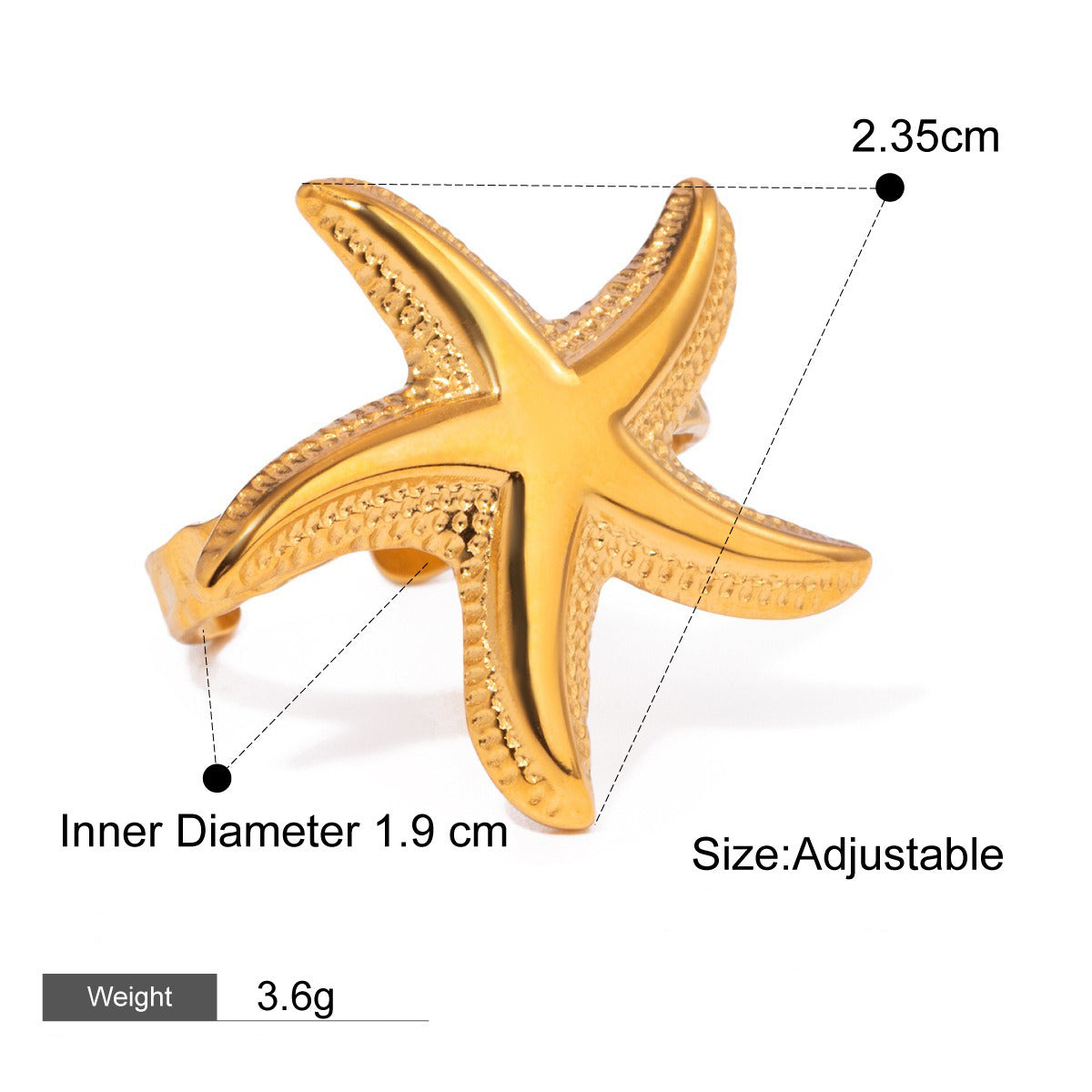 Kaze Starfish Pearl Necklace and Ring Set | 18K Gold Coastal Pearl Jewellery Set Ring