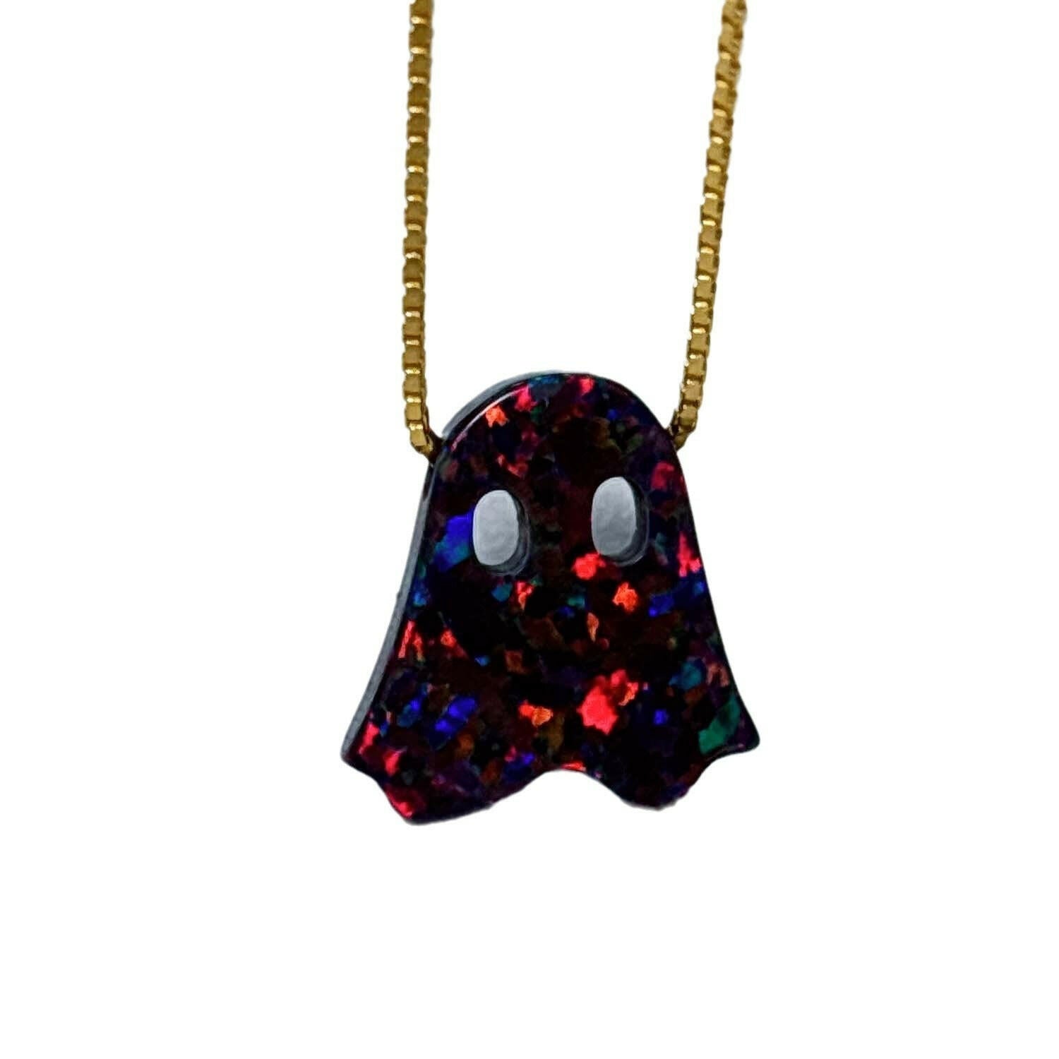 Kaze Ghost S925 Sterling Silver Pendant Necklace | Unisex Box Chain in White, Black, Gold &amp; Rose Gold