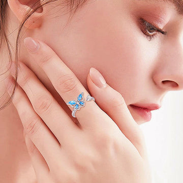 Kaze Rotating Butterfly Fidget Ring | Electroplated Copper Spinning Ring for Women