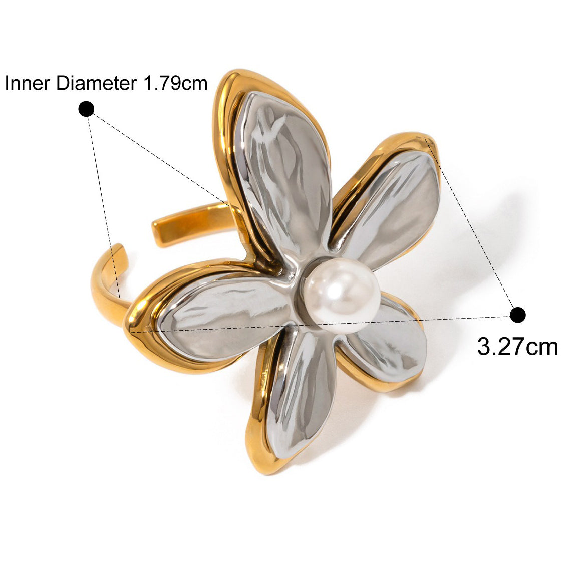 Kaze Flower Earring and Ring Set | 18K Gold Floral Stainless Steel Set in Gold &amp; Two-Tone Ring Gold and Silver