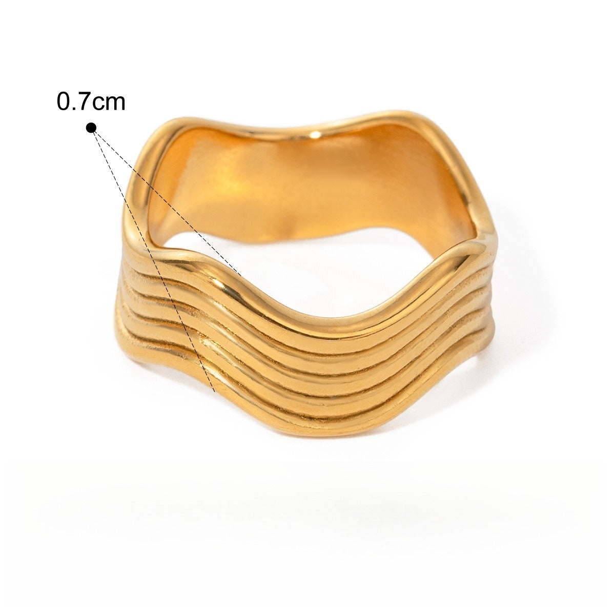 Kaze Maple Leaf Titanium Steel Ring | 18K Gold Nature-Inspired Ring in Sizes 6, 7 &amp; 8 US 7US Ring A