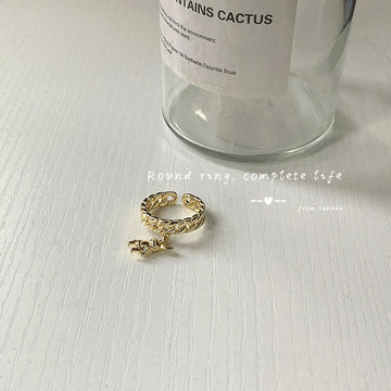 Kaze Animal Zodiac Adjustable Ring | Gold-Plated Brass Zodiac Ring for Women