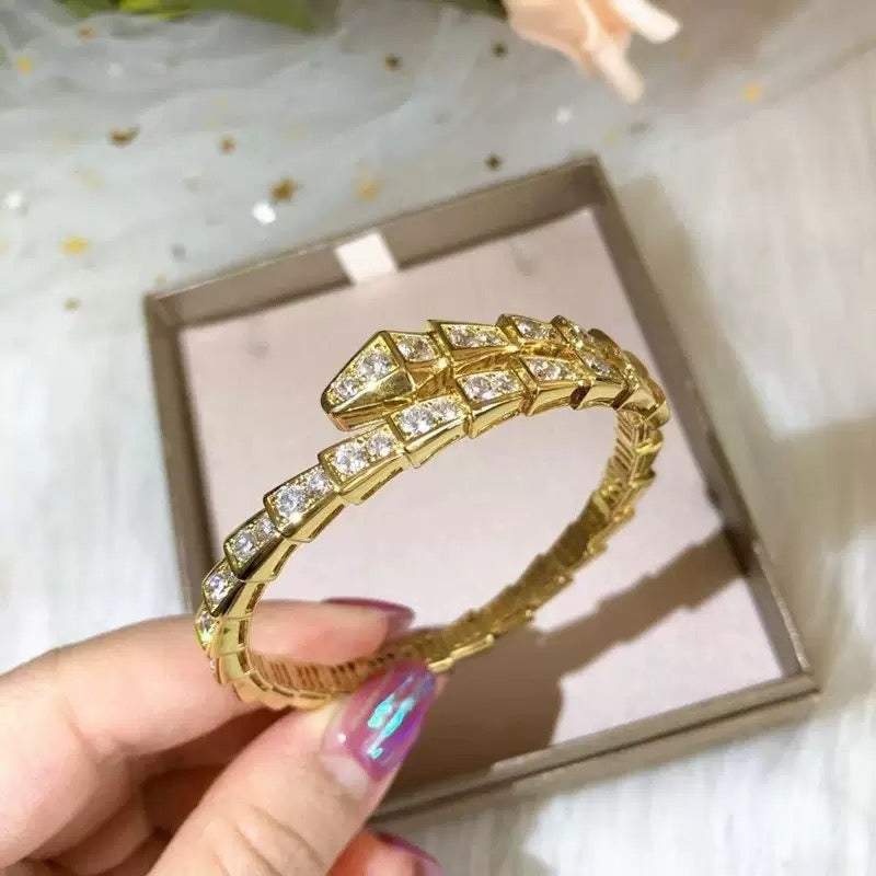 Kaze Snake Bone Diamond Bracelet | 18K Gold Serpent Bracelet in Gold, Rose Gold &amp; Silver
