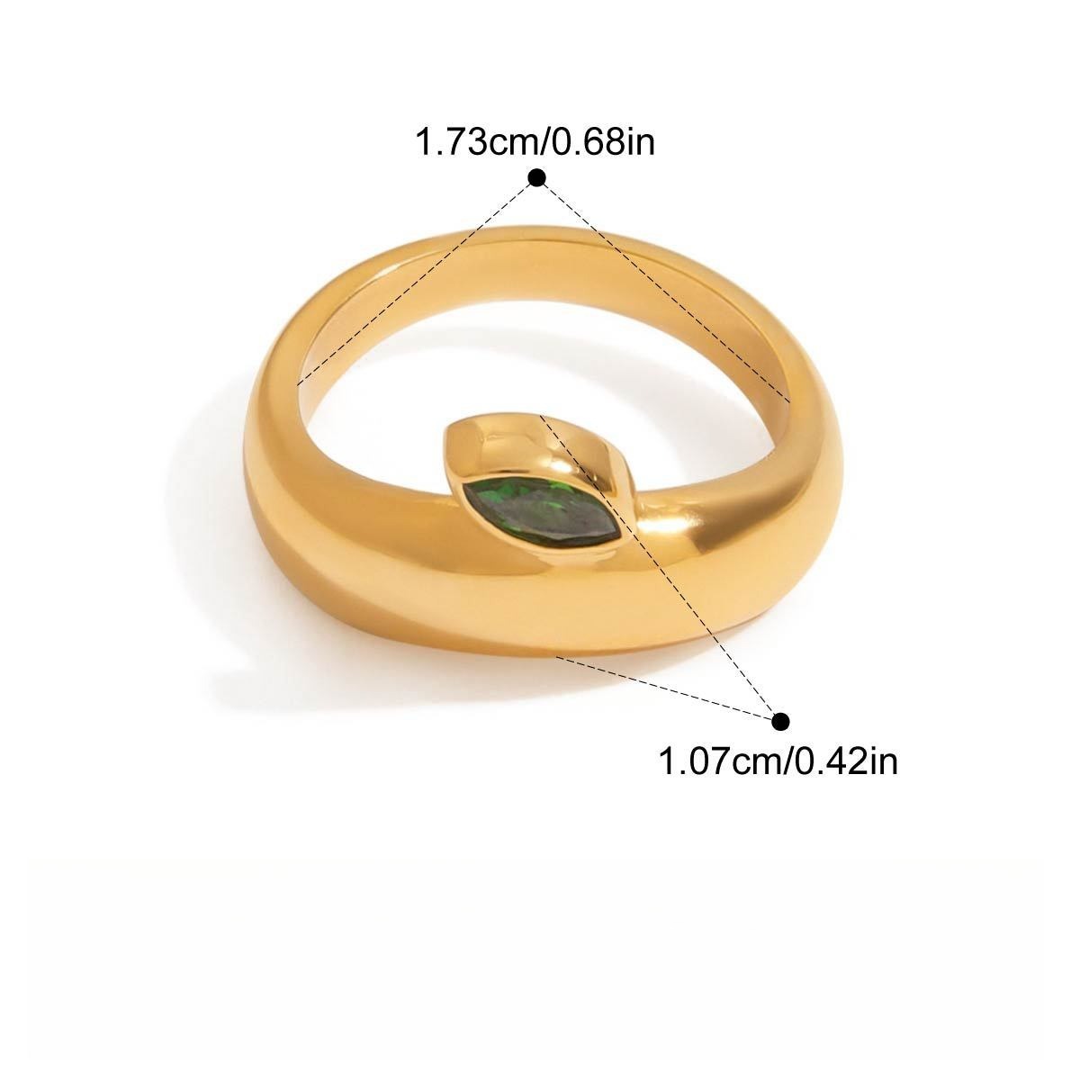 Kaze Apple-Shaped Zircon Titanium Steel Ring | 18K Gold Charm Ring in Ring A, B &amp; C Size 7 US 7US Ring A
