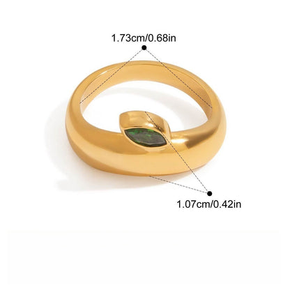 Kaze Apple-Shaped Zircon Titanium Steel Ring | 18K Gold Charm Ring in Ring A, B &amp; C Size 7 US 7US Ring A