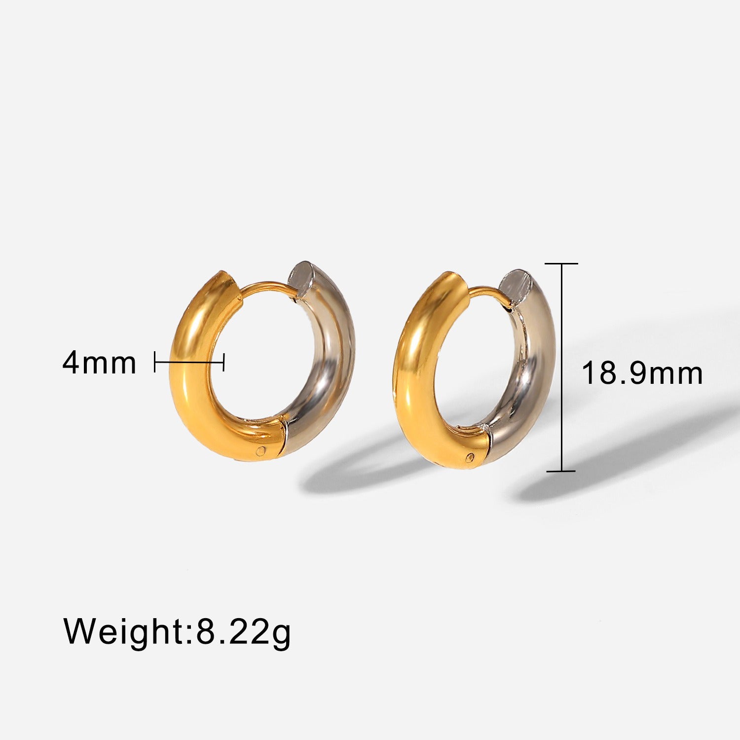 Kaze 18K Gold Heart-Shaped Jewellery Set with Gold and Silver Contrast | Necklace, Bracelet, Ring &amp; Earrings Style F-Earring-77