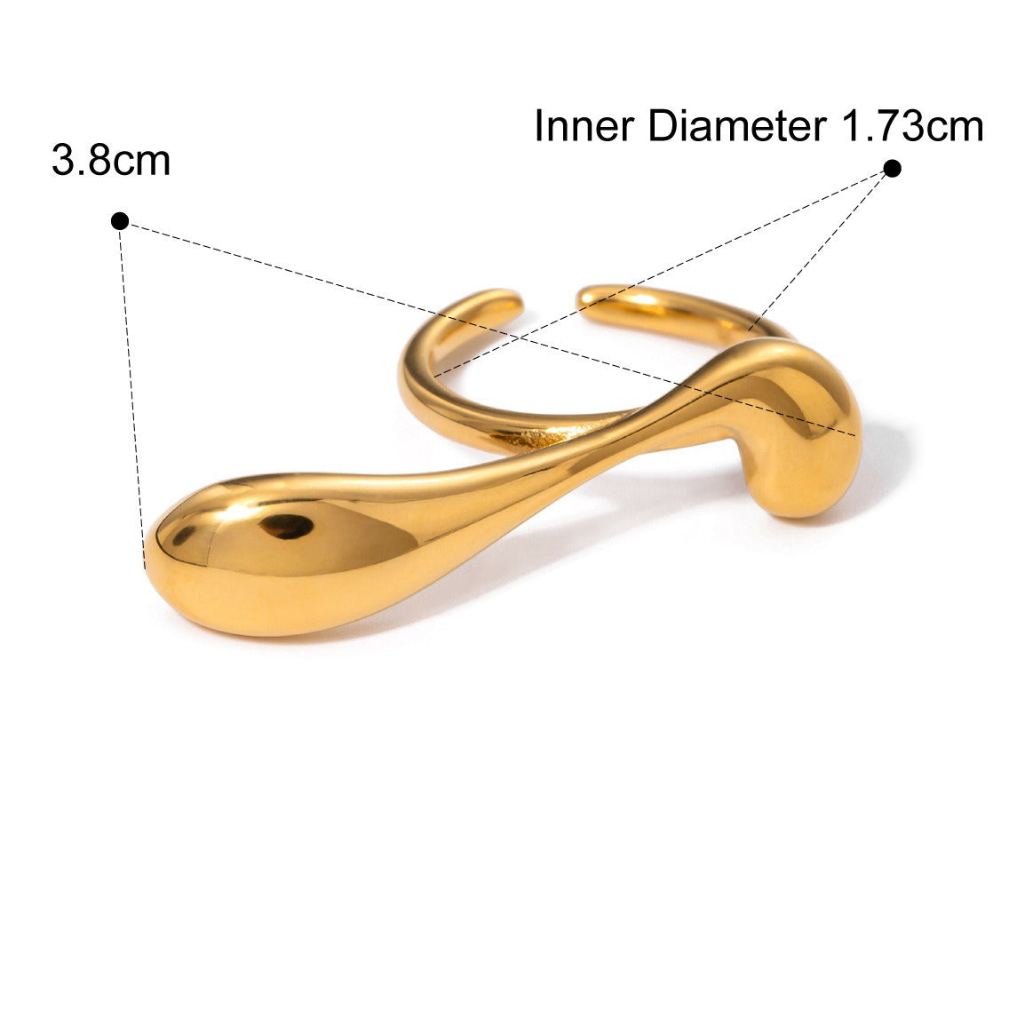 Kaze Trendy Teardrop Irregular Curve Ring | 18K Gold Fluid Design Ring in Gold &amp; Silver Gold