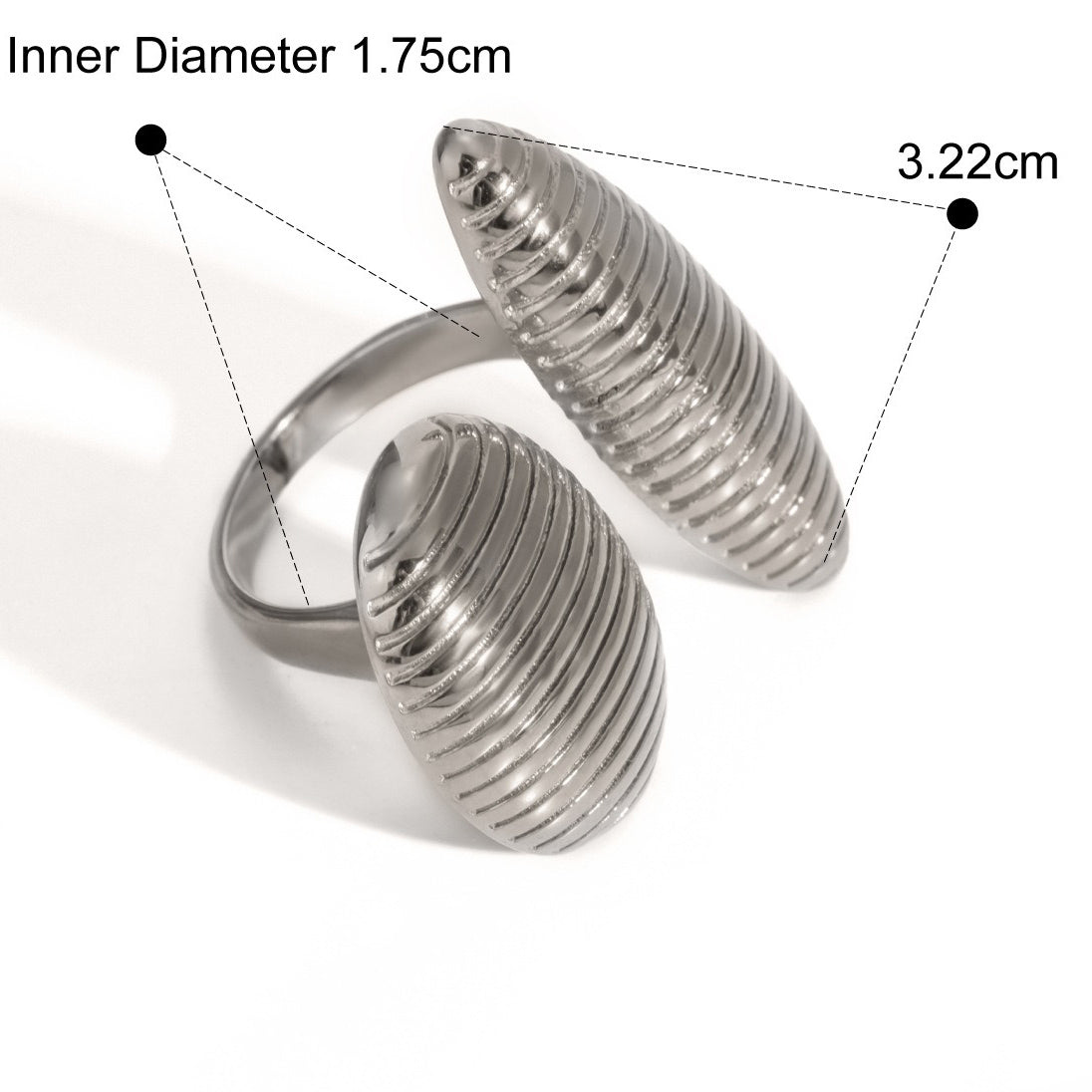 Kaze Elegant Oval Ribbed Texture Ring | 18K Gold Adjustable Ring in Gold &amp; Silver Silver Adjustable