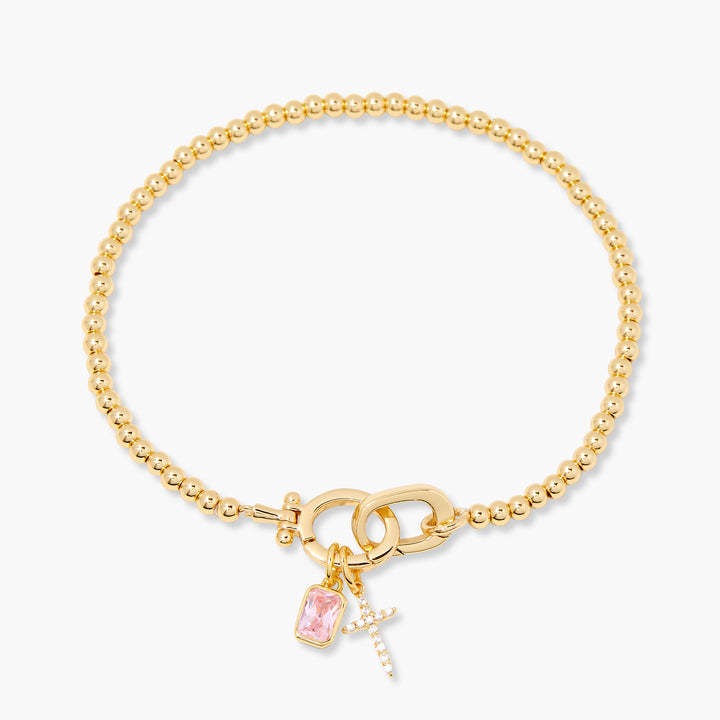 Kaze Moonstone Heart Knot Birthstone Bracelet | 18K Gold Personalised Bracelet September