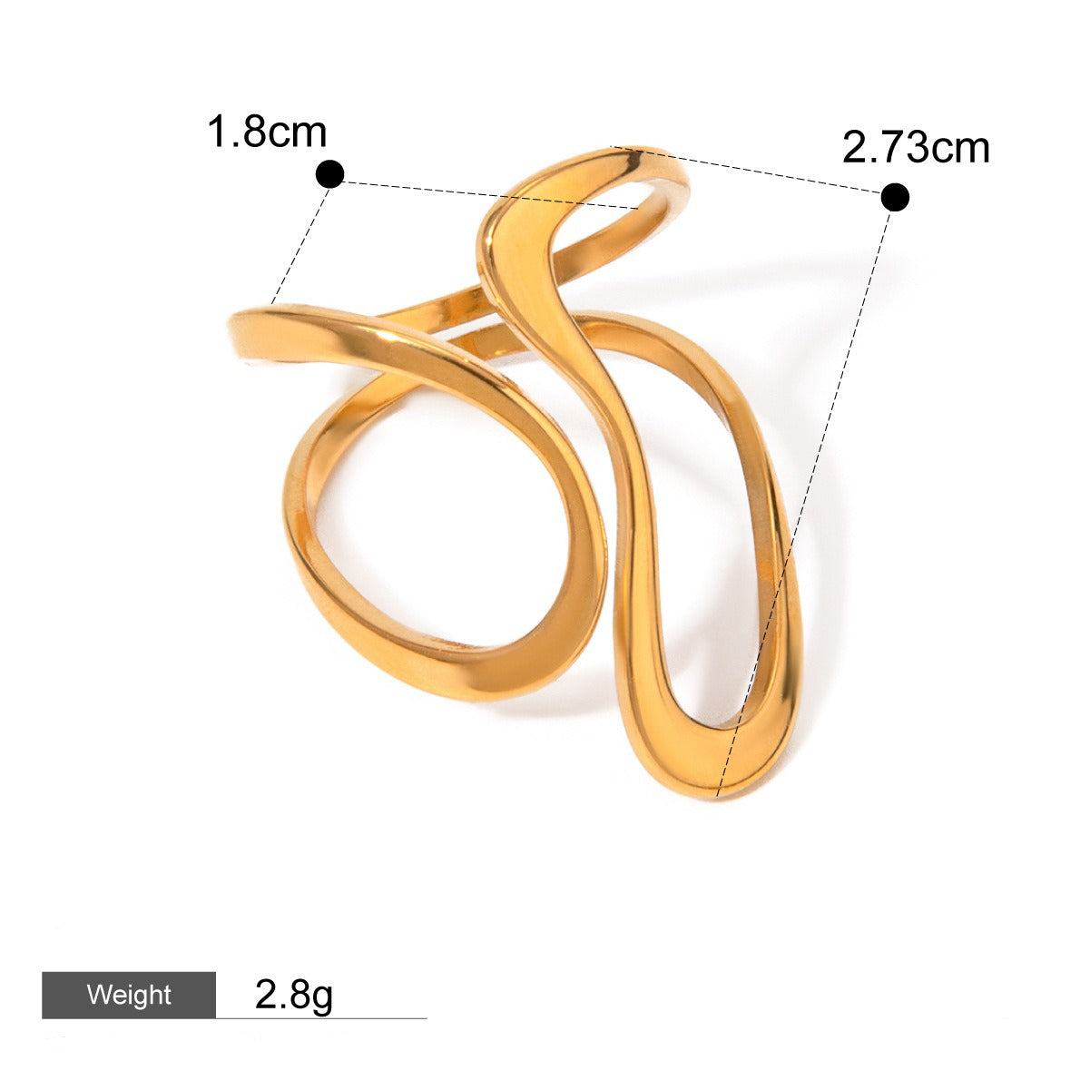 Kaze Luxury Modern Geometric Ring Collection | 18K Gold Ring in 9 Distinct Styles Style D-31