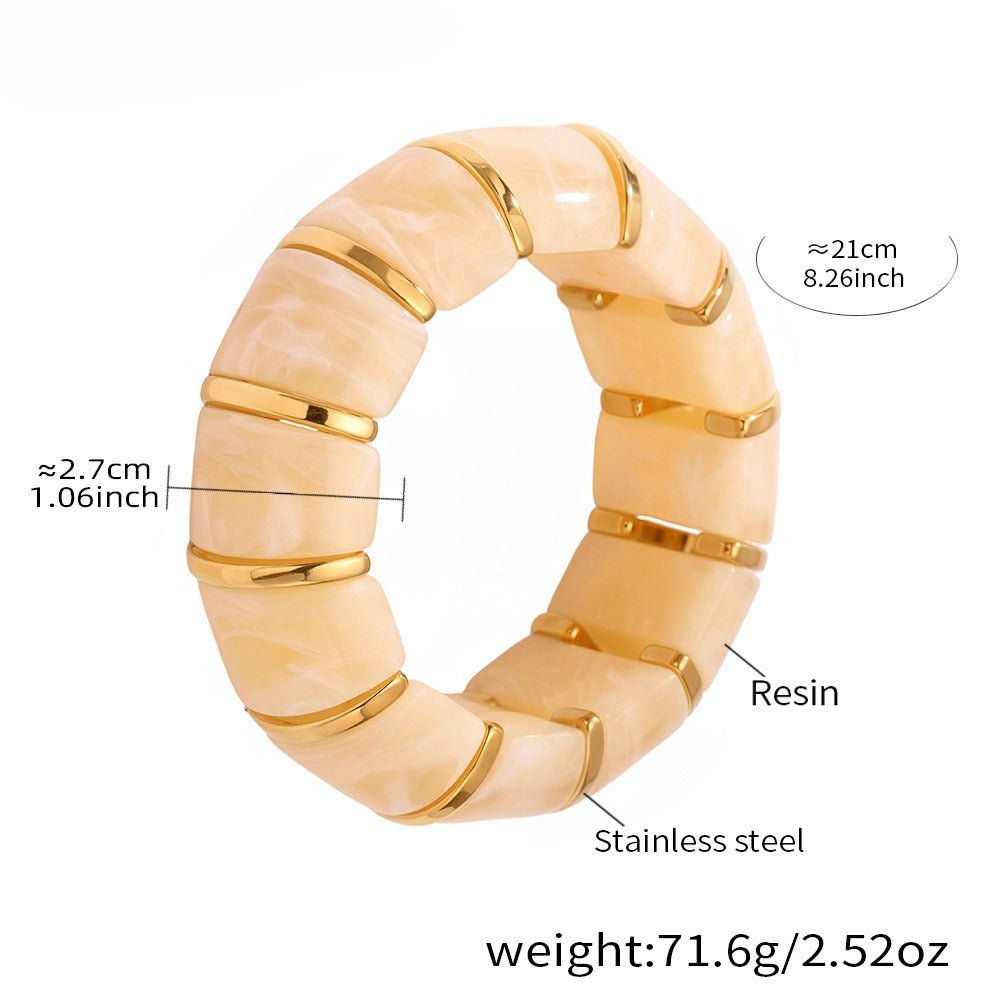 Kaze 18K Gold Luxury Resin Elastic Cord Bracelet | Premium Resin Bracelet in 10 Colours Yellow