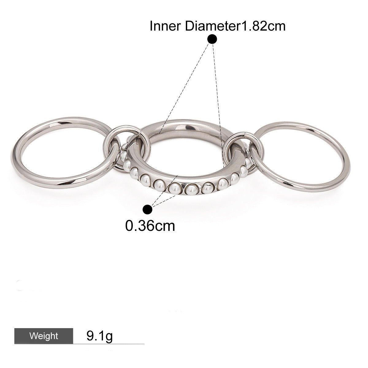 Kaze Three-Ring Interlocking Pearl Ring | 18K Gold Premium Designer Ring in Gold &amp; Silver