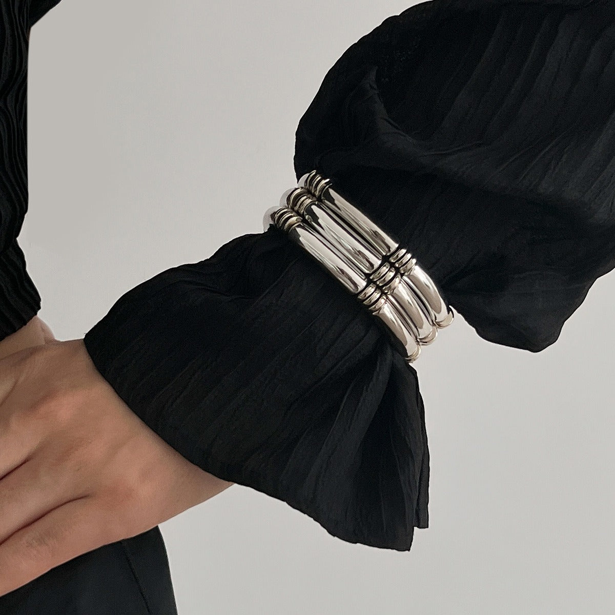 Kaze Light Luxury Beaded Bamboo Bracelet | 18K Gold-Plated S925 Silver Resin Bracelet in 8 Colours White