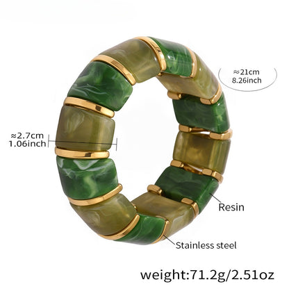 Kaze 18K Gold Luxury Resin Elastic Cord Bracelet | Premium Resin Bracelet in 10 Colours Green