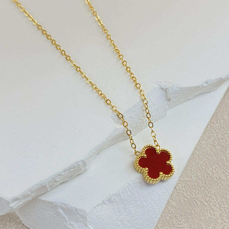 Kaze Lucky Girl Double-Sided Titanium Necklace | Reversible Colourful Pendant in 8 Colours Wine Red