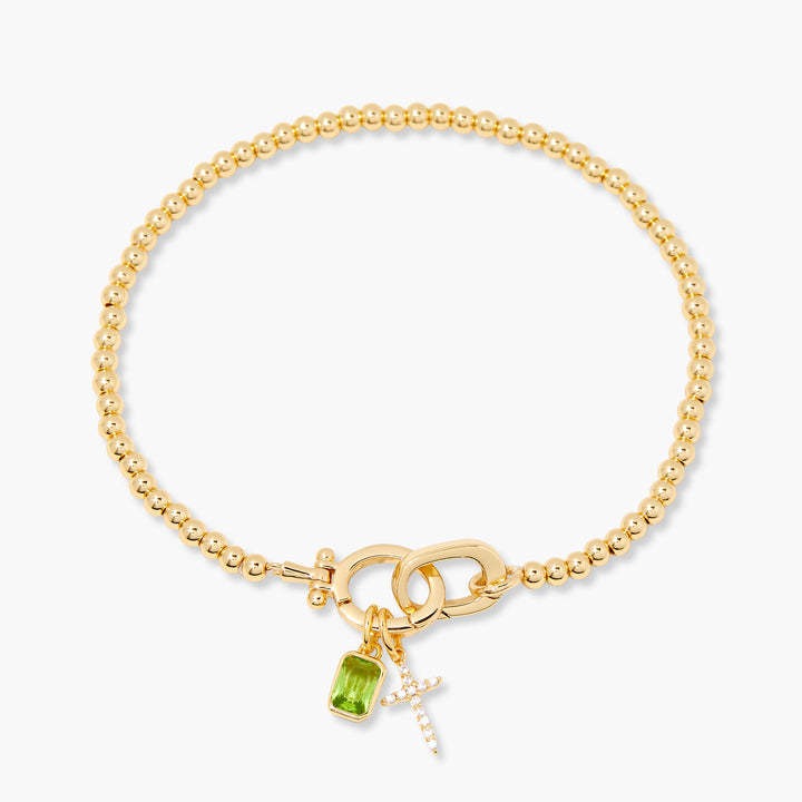 Kaze Moonstone Heart Knot Birthstone Bracelet | 18K Gold Personalised Bracelet July