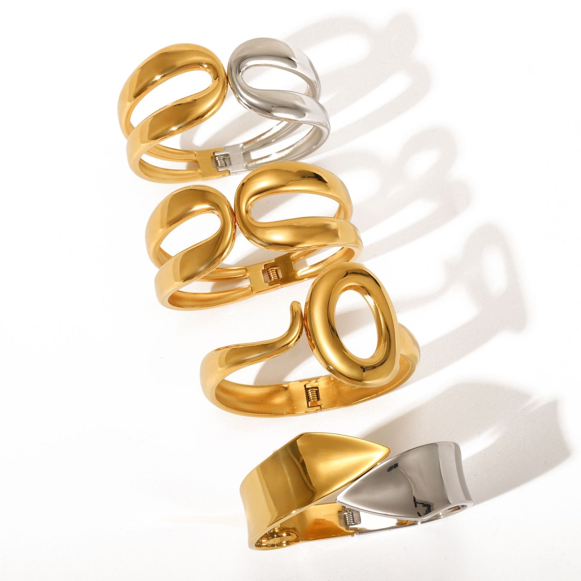 Kaze 18K Gold-Plated Titanium Steel Bracelet with Spring Clasp | Premium Bracelet in 9 Style Variants