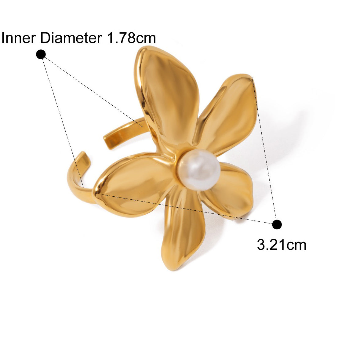 Kaze Flower Earring and Ring Set | 18K Gold Floral Stainless Steel Set in Gold &amp; Two-Tone Ring Gold