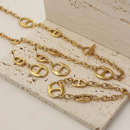 Kaze 18K Gold Geometric Sun Shape Necklace, Bracelet and Earrings Set | 18K Gold &amp; S925 Silver in 6 Variants