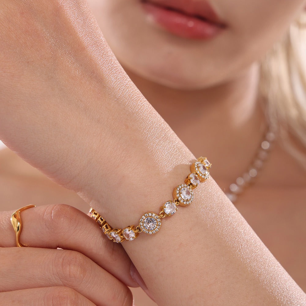 Kaze Geometric Diamond Dazzling Bracelet | 18K Gold Sparkling Bracelet in Gold &amp; Silver