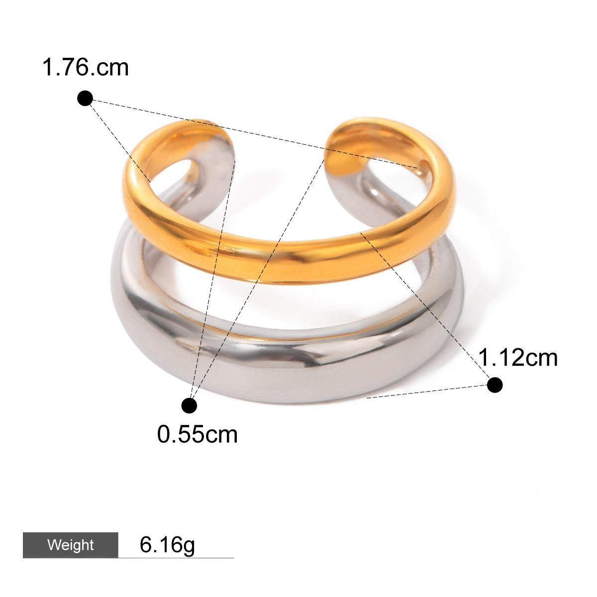Kaze 18K Gold Geometric Fashion Ring Collection | 16 Style Variants in Contemporary Designs Style N-04