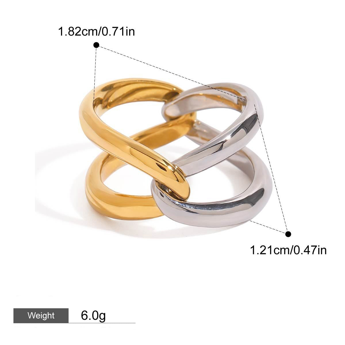 Kaze Double Cross Ring | 18K Gold Geometric X-Design Ring in Gold &amp; Silver Gold and Silver