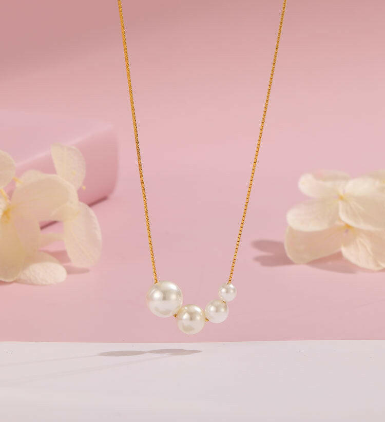 Kaze S925 Minimalist Pearl Pendant Necklace | Sterling Silver Pearl Necklace in Gold &amp; White Gold