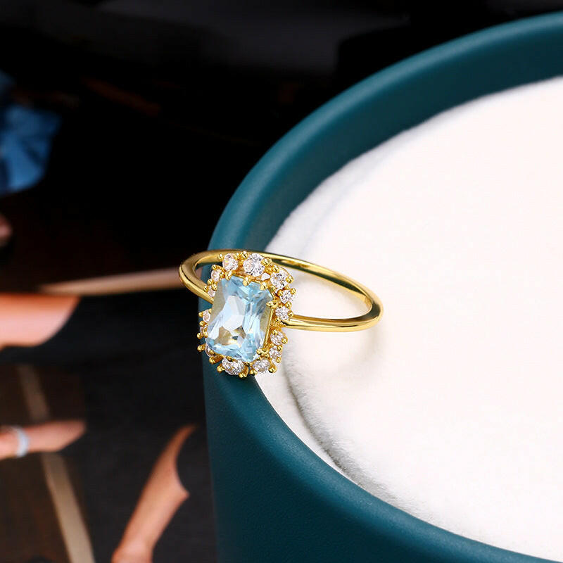 Kaze Sky Blue Topaz Sterling Silver Ring | S925 Silver Gemstone Ring