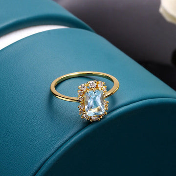 Kaze Sky Blue Topaz Sterling Silver Ring | S925 Silver Gemstone Ring