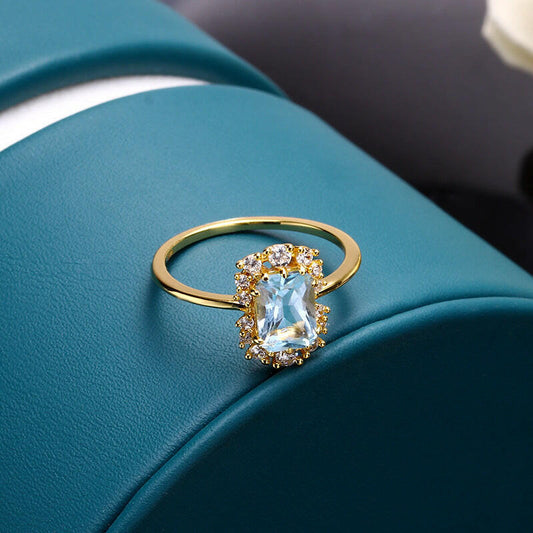 Kaze Sky Blue Topaz Sterling Silver Ring | S925 Silver Gemstone Ring
