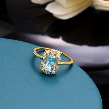 Kaze Sky Blue Topaz Sterling Silver Ring | S925 Silver Gemstone Ring