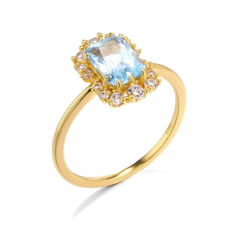 Kaze Sky Blue Topaz Sterling Silver Ring | S925 Silver Gemstone Ring