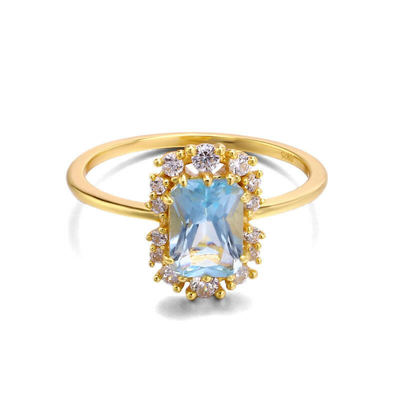Kaze Sky Blue Topaz Sterling Silver Ring | S925 Silver Gemstone Ring Size17
