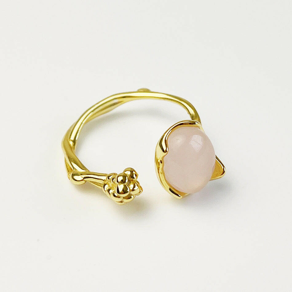 Kaze Pink Crystal Ring | 18K Gold Floral Pink Gemstone Ring for Women