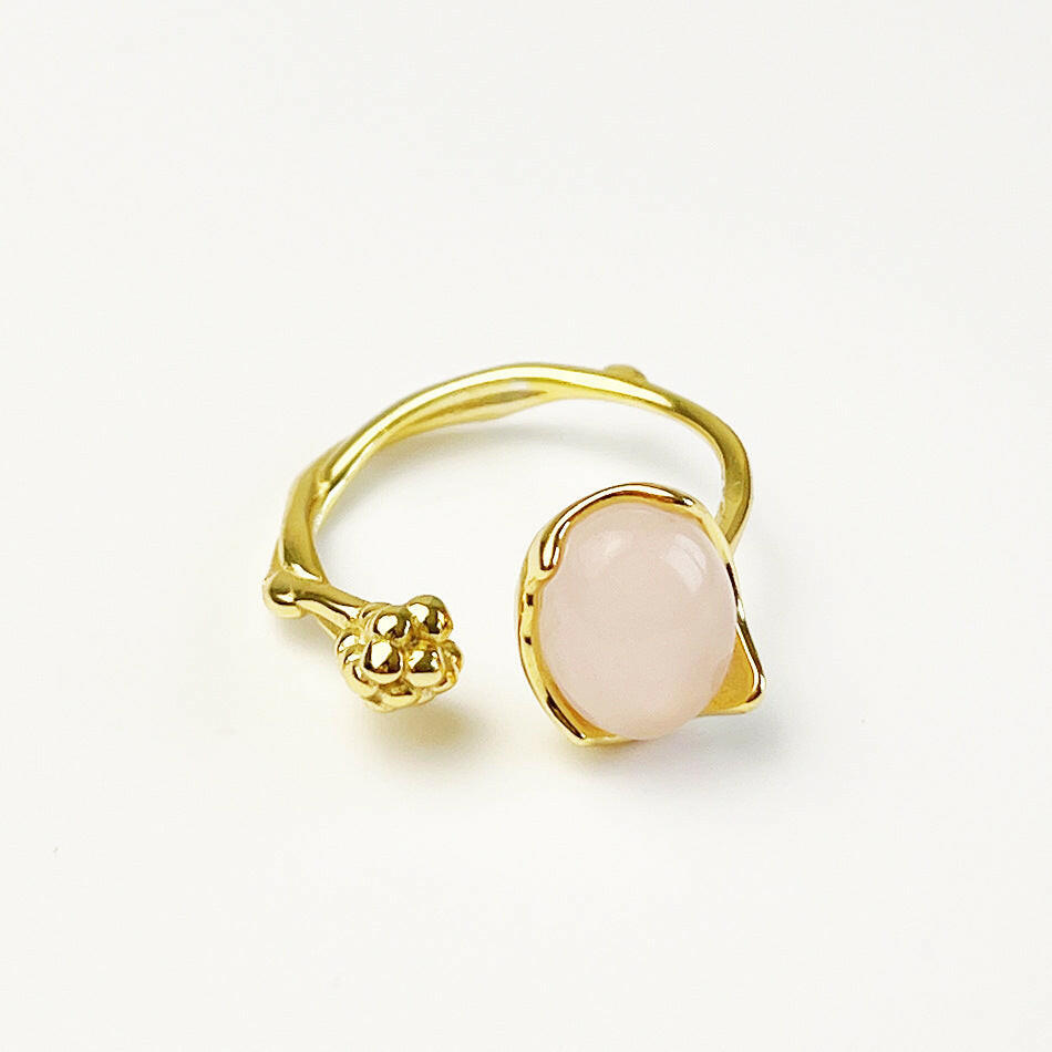Kaze Pink Crystal Ring | 18K Gold Floral Pink Gemstone Ring for Women J1625 18K Gold