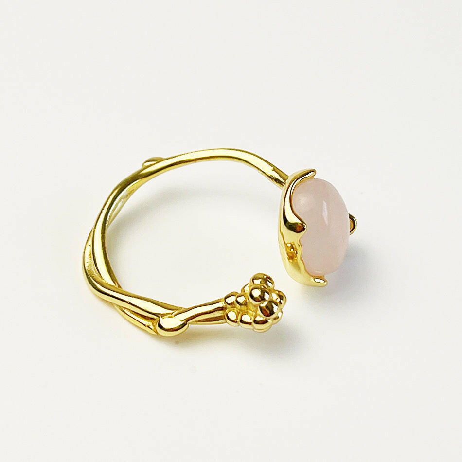 Kaze Pink Crystal Ring | 18K Gold Floral Pink Gemstone Ring for Women