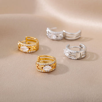 C-Shaped Heart-Shaped Earclip Earrings for Women Style 01