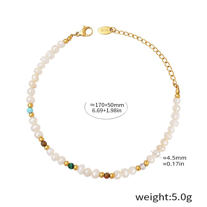 Kaze Classic Round Bead Pearl Bracelet | 18K Gold Natural Pearl Bracelet for Women