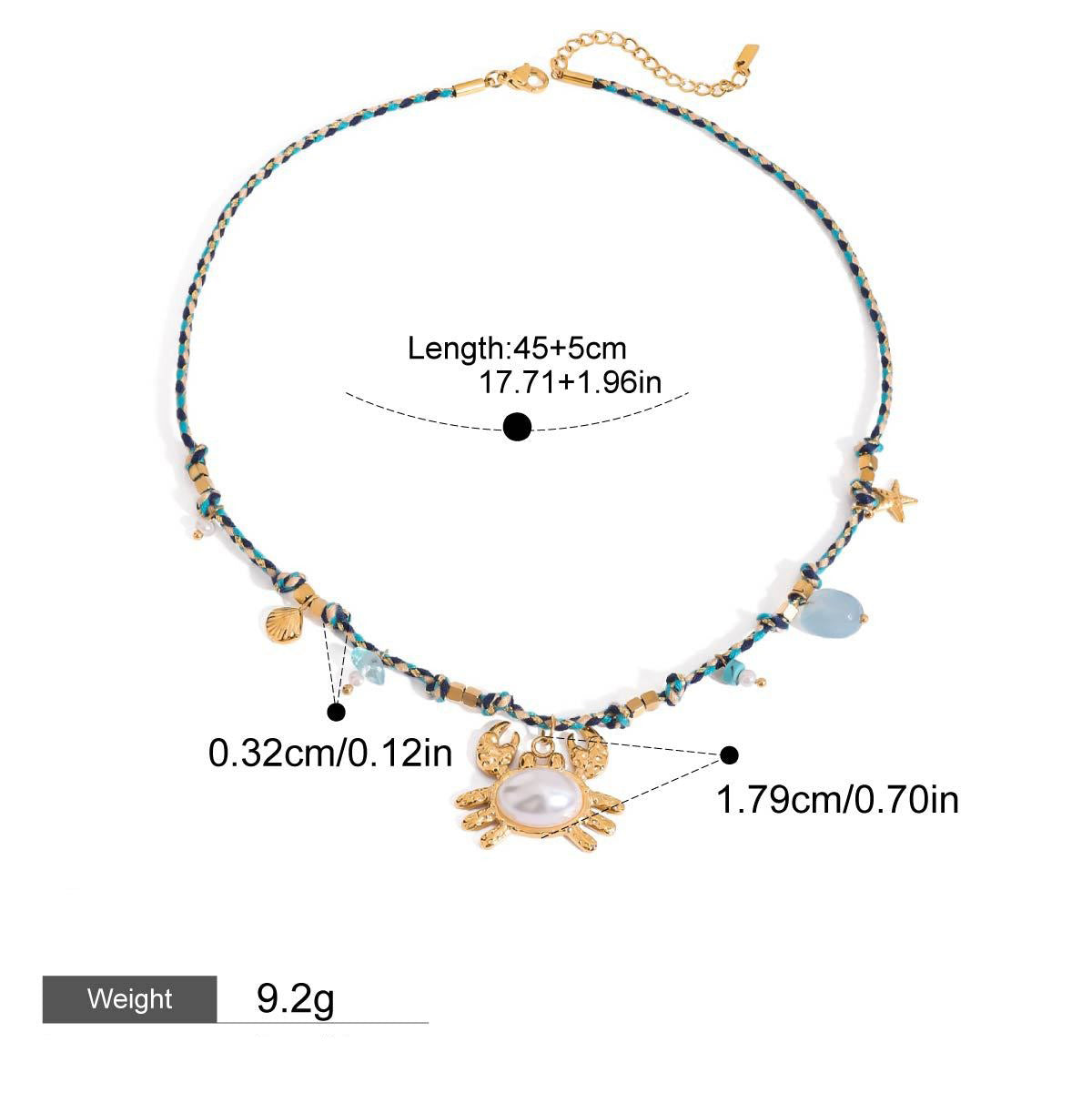 Kaze 18K Gold Crab-Shaped Inlaid Pearl Earring, Necklace and Bracelet Set | Coastal Pearl Jewellery in 3 Variants Necklace