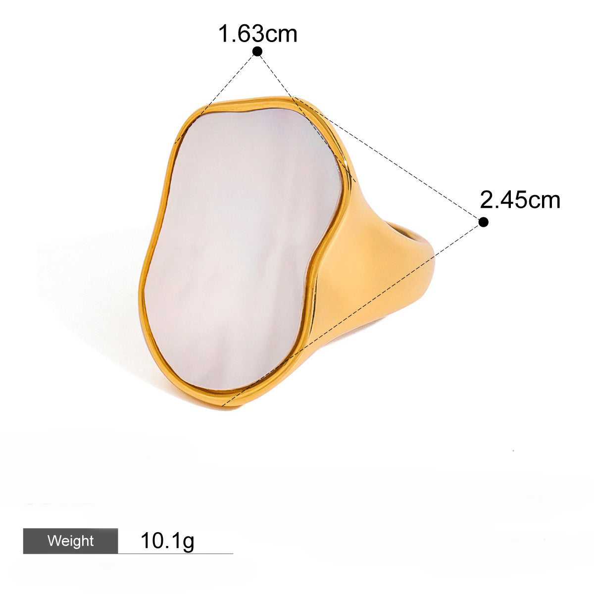 Kaze Geometric Gemstone High-End Open Ring | 18K Gold Luxury Statement Ring Size 7