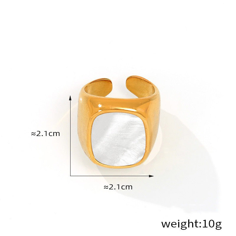 Kaze Elegant Geometric Gemstone Inlay Ring | 18K Gold Adjustable Ring in Gold &amp; Silver Gold Adjustable