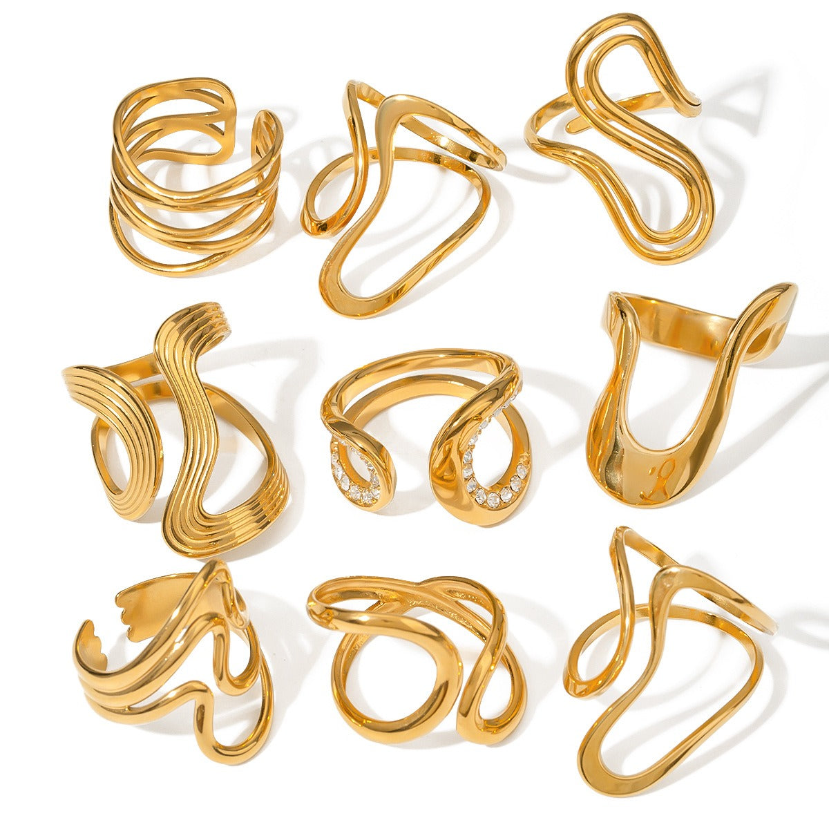 Kaze Luxury Modern Geometric Ring Collection | 18K Gold Ring in 9 Distinct Styles