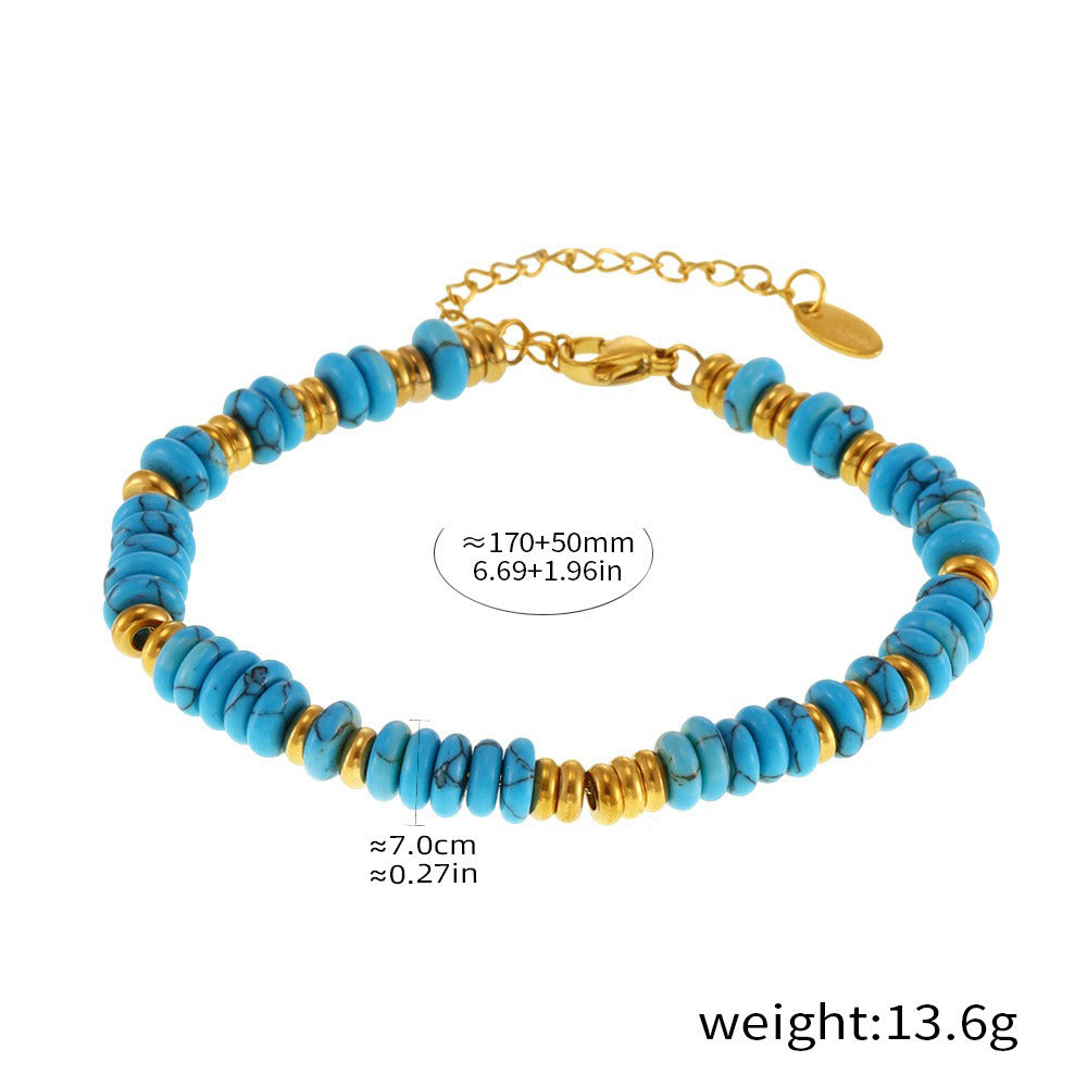 Kaze Round Beads Gemstone Bracelet | 18K Gold Abacus Bead Bracelet in 5 Style Variants Style D