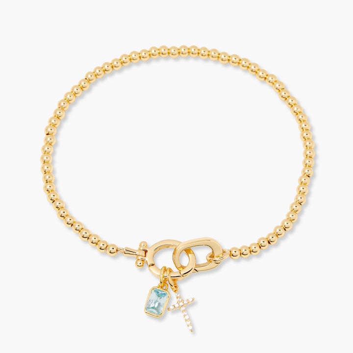 Kaze Moonstone Heart Knot Birthstone Bracelet | 18K Gold Personalised Bracelet March