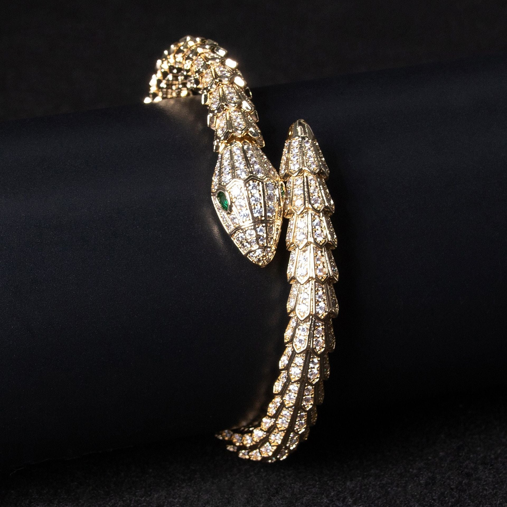 Kaze 18K Gold Snake Bracelet with Coloured Gemstones and Diamonds | Serpent Bracelet in Gold &amp; Silver Gold