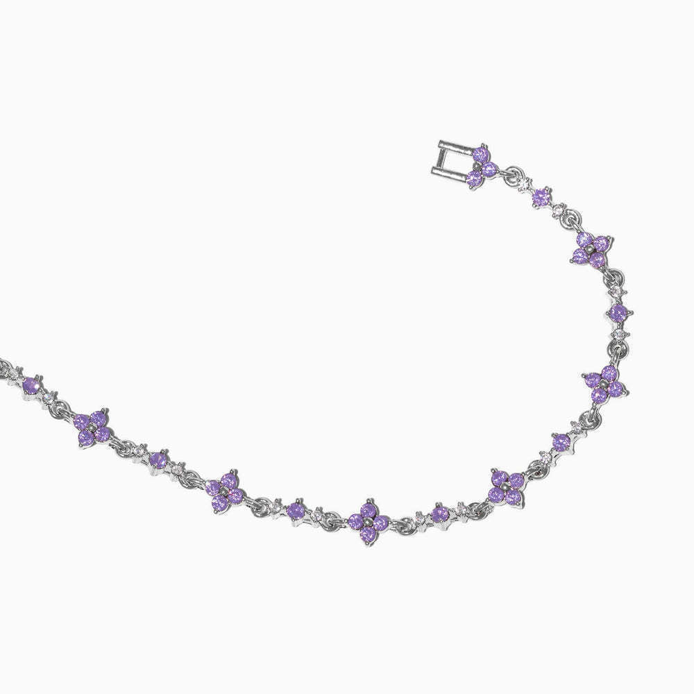 Kaze Love Zircon Butterfly Festival Bracelet | Heart Copper Zircon Bracelet in Gold, Silver &amp; Rose Gold Purple Flower Bracelet-Silver