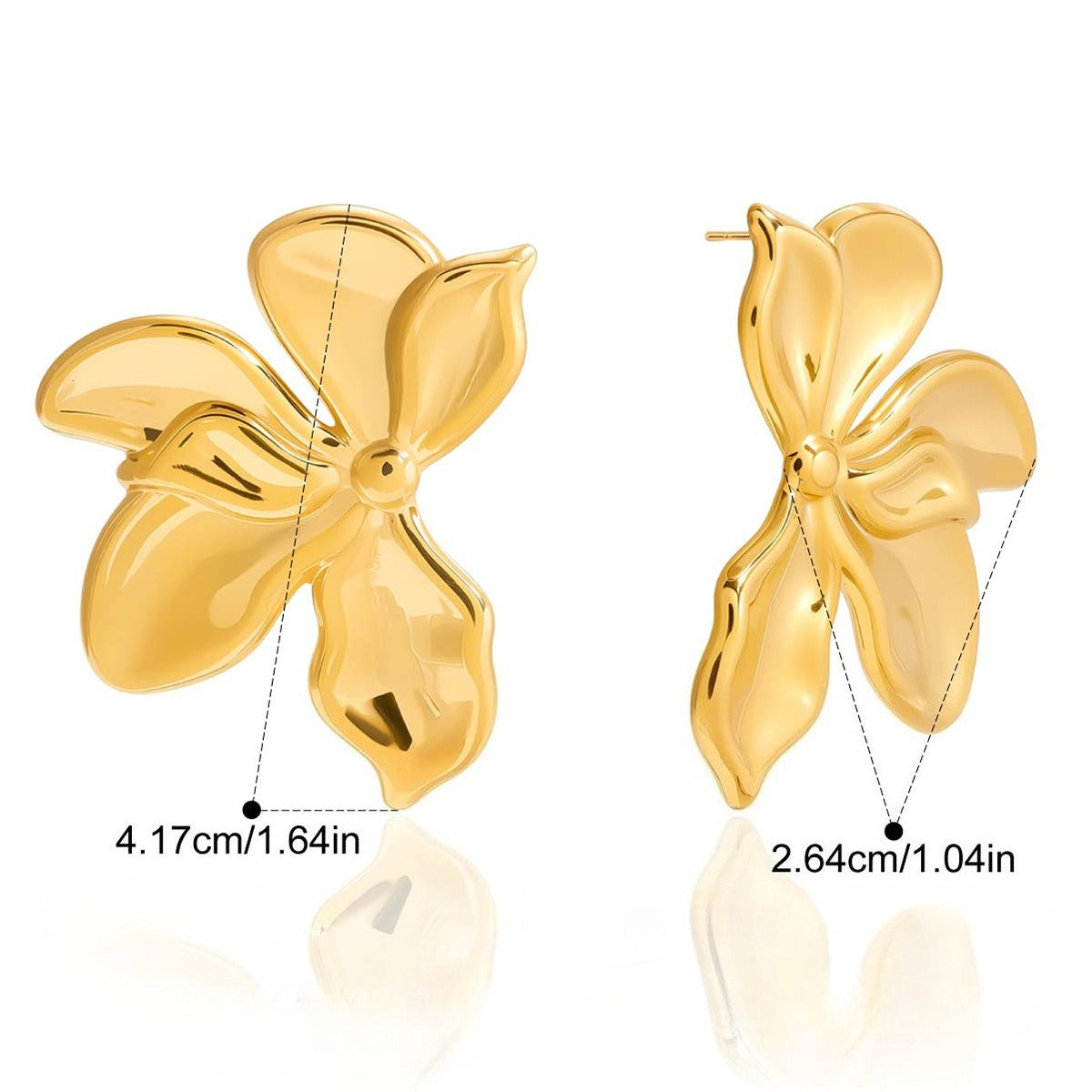 Kaze Bougainvillea Flower Jewellery Set | 18K Gold Floral Ring, Earrings, Necklace &amp; Bracelet Ear