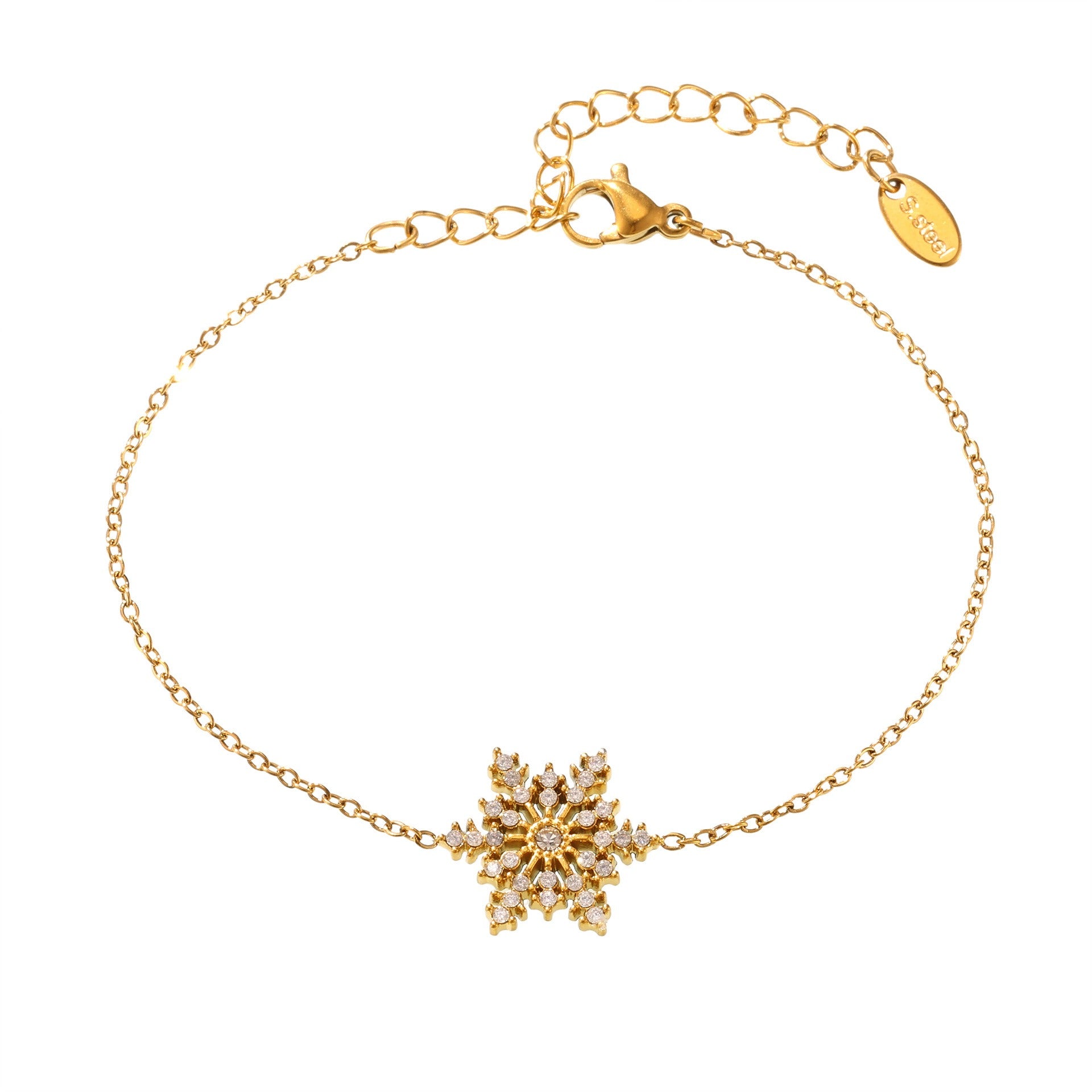 Kaze Snowflake Gemstone Luxury Bracelet | 18K Gold Winter Crystal Bracelet in White &amp; Multicolour