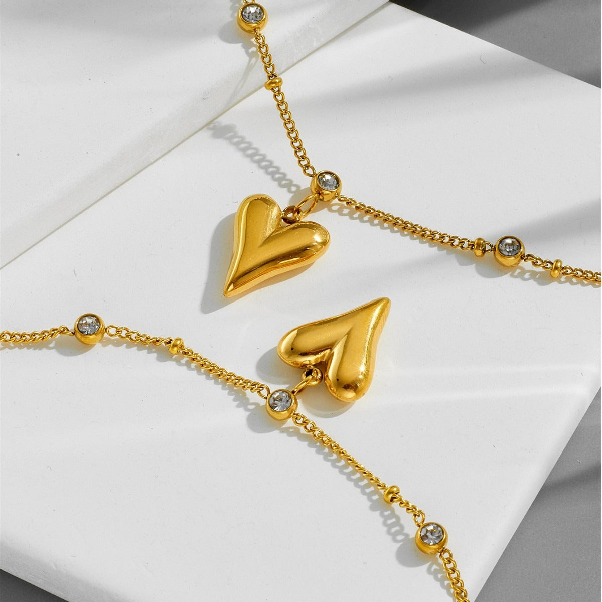 Kaze Zircon Heart Forest Peach Heart Anklet | Sparkling Nature-Inspired Anklet &amp; Bracelet
